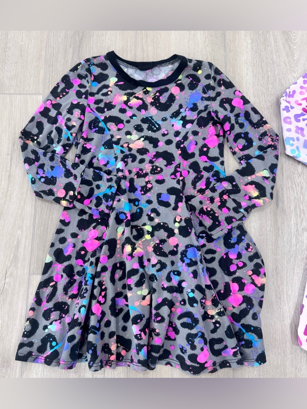 Pixielane printed long sleeve fit & flare dresses girls size 6 multicolor - Picture 2 of 7